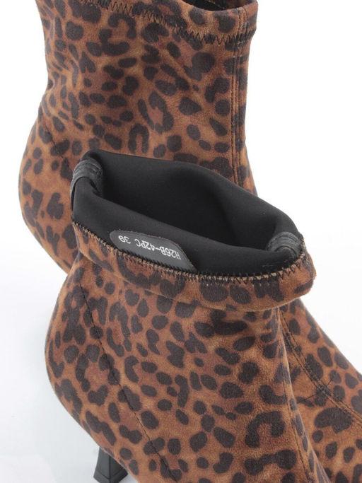 01-H26B-42PC BROWN LEOPARD Ботильоны демисезонные женские (велюр)