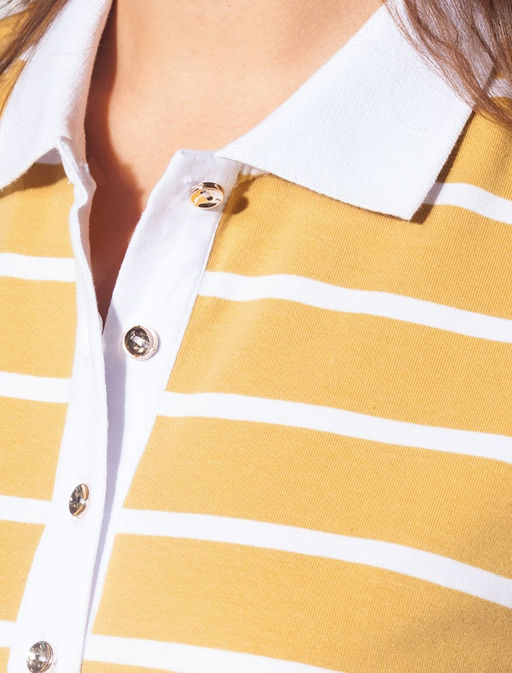 Футболка-поло из кулирной глади с эластаном - Vilatte фото 2