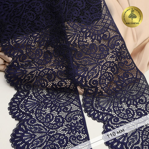 Кружево-стрейч KRUZHEVO арт.TBY.40992PP шир.110мм цв.L061 темно-синий уп.3м