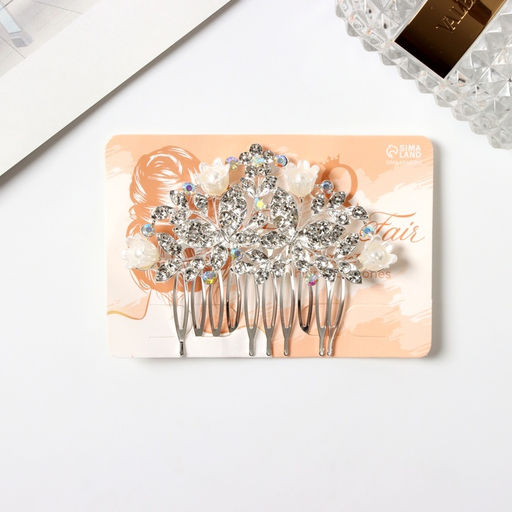 Гребень для волос QF «Сафьян», бабочки, 7×8 см, серебро