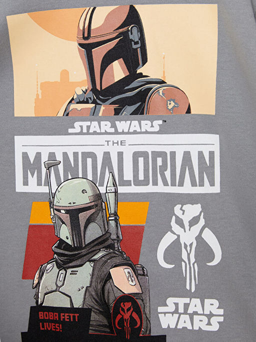 Bisiklet Yaka Star Wars Bask?l? Uzun Kollu Erkek ?ocuk Ti??rt - Waikiki фото 3