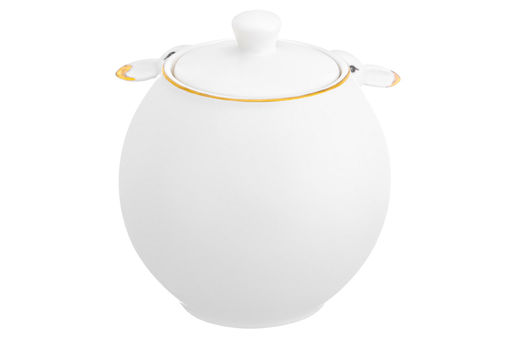 Сахарница с крышкой 650 мл 15,5*11,7*13 см "Кролики" белая с золотом