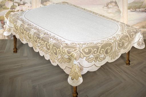 Скатерть арт. 243830/150/3, прямоугольная, размеры 150 см х 250 см, цвет кремово-золотистый