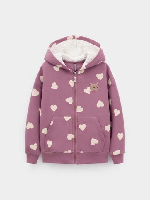 КР 302826/темная орхидея,сердечки к591 джемпер (толстовка) для дев - Crockid фото 2