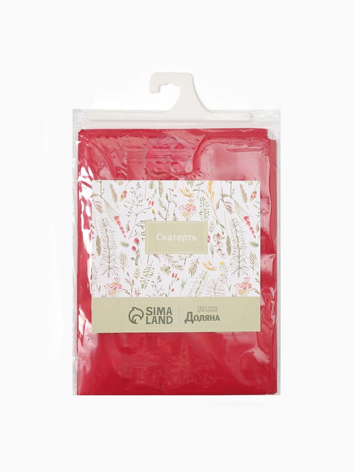 Скатерть Доляна, однотонная, 140?200 см, красная, 140 г/м?, 100% п/э