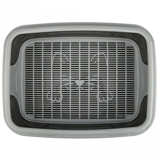 Лоток-туалет для кошек 44,7х33,4х14,7см, полипропилен, с сеткой, с ботиком, темно-серый/серый (Россия) - Pet toys фото 2