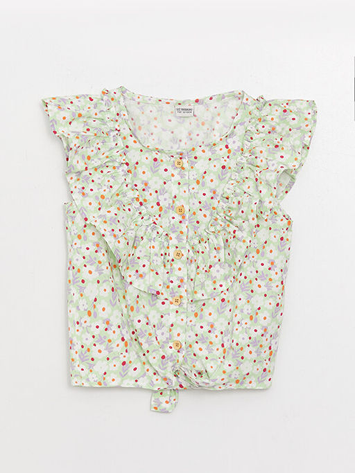 Bisiklet Yaka Desenli K?z ?ocuk Bluz