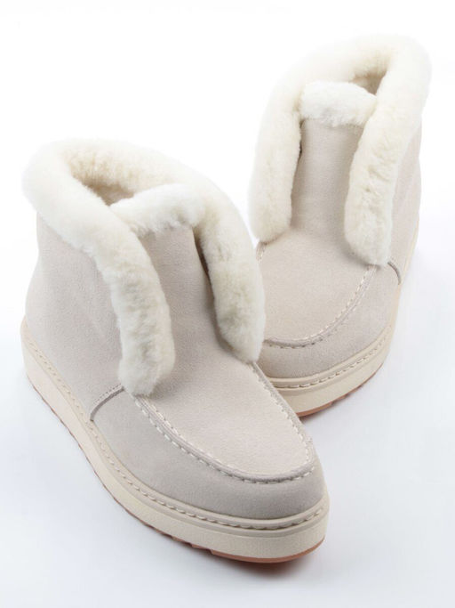 04-5603-9 MILK Ботинки зимние женские (натуральная кожа, 100% шерсть)