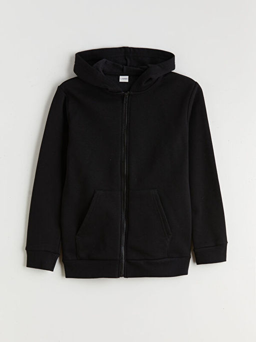 Kap??onlu Erkek ?ocuk Kal?n Fermuarl? Sweatshirt