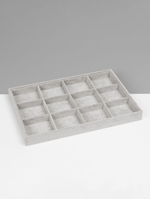 Подставка для украшений QF, 12 ячеек, флок, 35?24?3 см, серая
