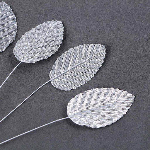 Цена за 3 шт. Топпер для торта «Листья», в наборе 10 шт., серебряный