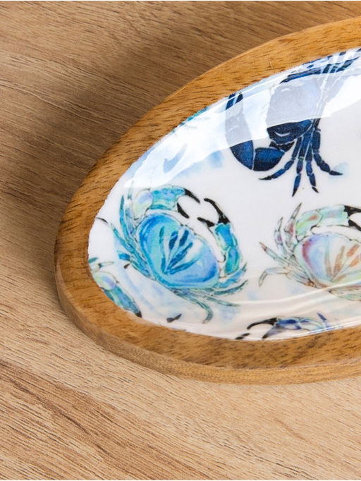 Блюдо в форме рыбки «Крабы», 25.5×10×2 см, дерево манго