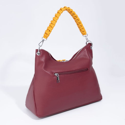 Сумка-мешок, отдел на молнии, 3 наружных кармана, длинный ремень, цвет бордовый/жёлтый - Simaland фото 2