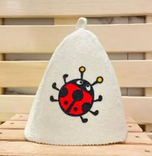 Шапка банная детская "Классическая" с шелкографией "Божья коровка" (без упаковки)