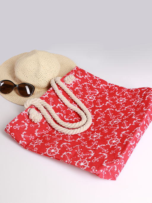 Сумка пляжная красная с якорями - Almond фото 2