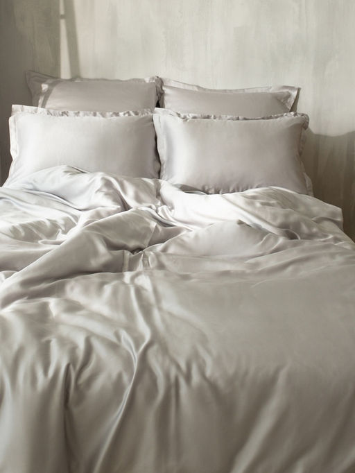 Простыня на резинке 2-спальная SL Home Tencel, 160×200+30 см, тенсель, светло-серая