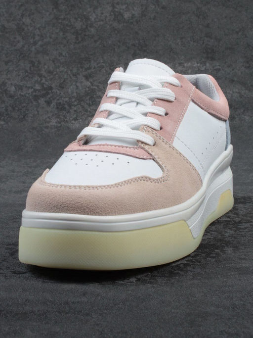03-YG453-1 WHITE/PINK/BEIGE/LT. BLUE Кроссовки женские (натуральная кожа) - Фабричный китай фото 8