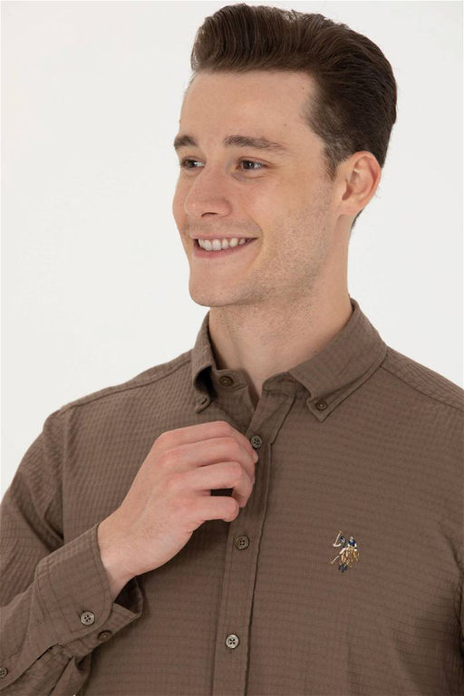 U. S. Polo Assn Мужская рубашка цвета хаки с длинным рукавом - U.s. polo assn фото 9