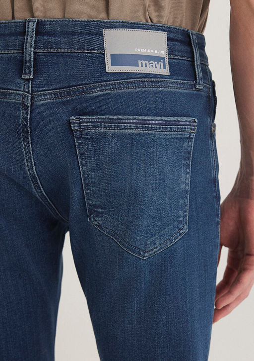 Martin Premium Blue Golgeli Koyu Mavi Jean Pantolon  фото 8