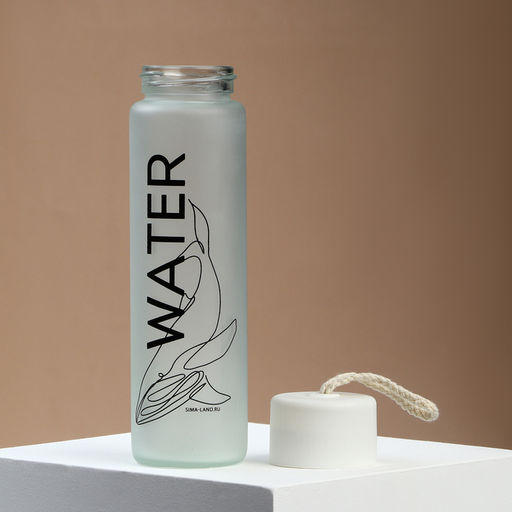 Бутылка для воды WATER, стекло, 350 мл, МИКС