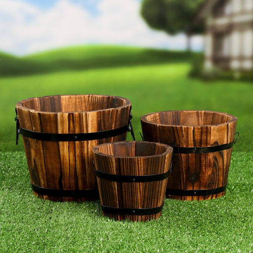 Набор кашпо для цветов, 18×16×12 см, деревянный, 3 шт.