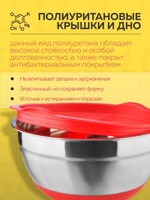 Миска стальная с крышкой MIX 16х9.5см 1.4л зеленая - Attribute фото 9