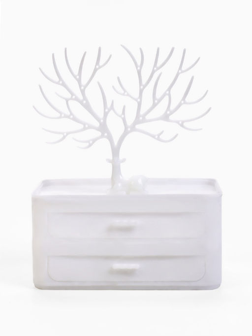 Шкатулка для украшений «Олень», 2 яруса, квадратная подставка,17×11×24.8 см, белая