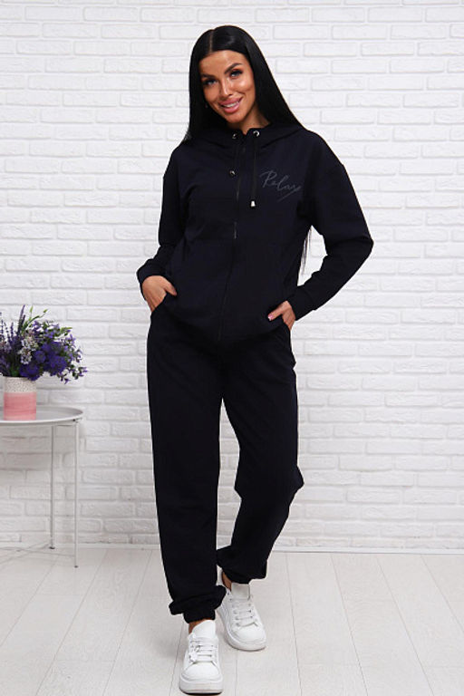 Костюм с брюками, футер с лайкрой 2-х нитка (00907, темно-синий) - Плиона фото 2