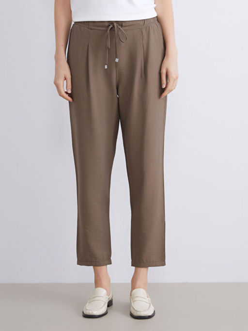 Y?ksek Bel Havu? Kesim Kad?n Pileli Pantolon