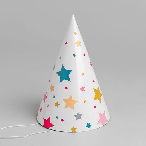 Цена за 10 шт. Колпак праздничный бумажный Звёзды, 18 см - Страна карнавалия фото 2