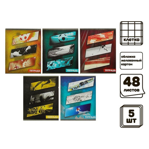 Набор тетрадей 48 листов в клетку Calligrata «Фэшн», обложка мелованный картон, 5 шт.