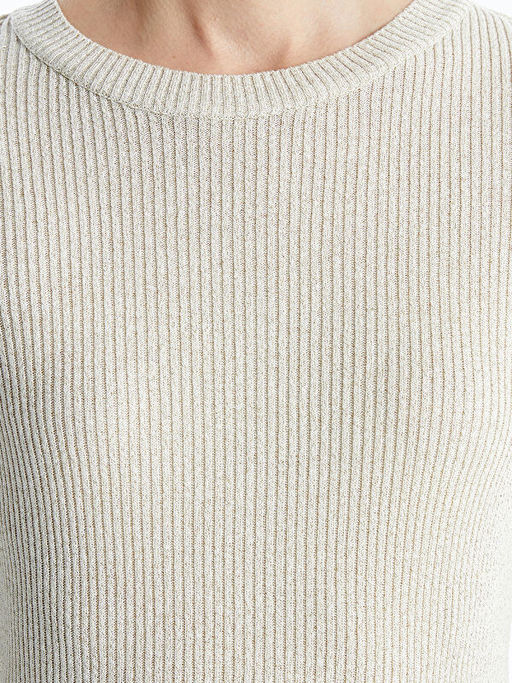 Bisiklet Yaka Parlak G?r?n?ml? Kad?n Triko Kazak