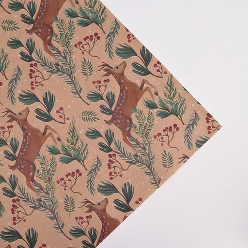 Цена за 10 шт. Бумага упаковочная новогодняя крафтовая Олени, 50 х 70 см - Дарите счастье фото 3