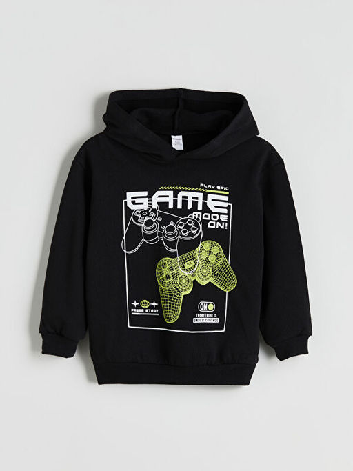 Erkek ?ocuk Kal?n Kap??onlu Sweatshirt ve E?ofman Alt 2l?