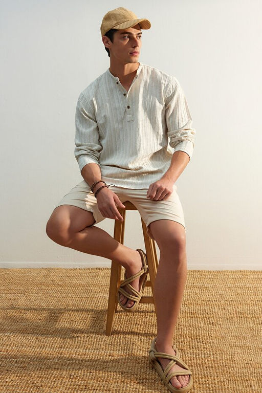 Ekru Relaxed Fit Keten __erikli G_mlek TMNSS23GO00121 - Trendyolmilla фото 2