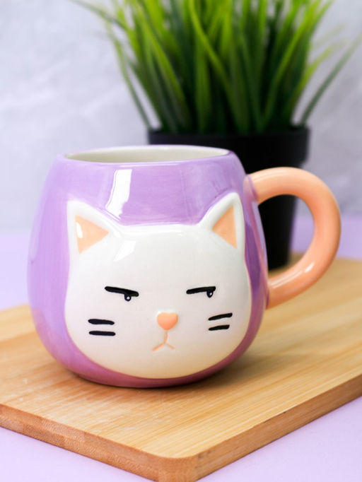 Кружка керамическая Cat, violet (450 мл)