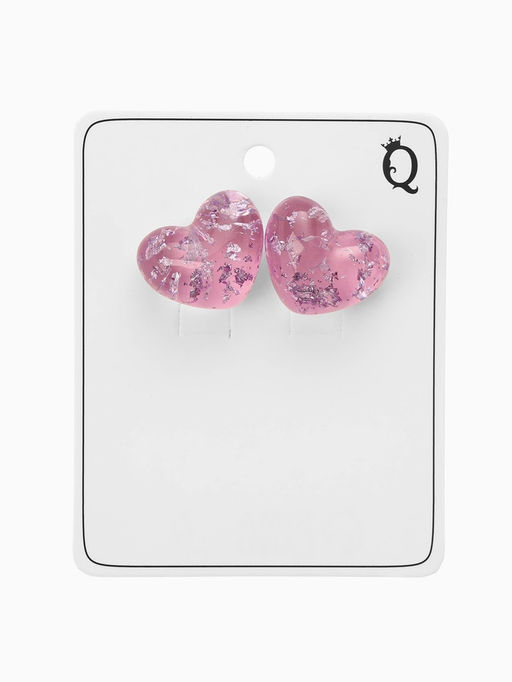 Цена за 2 шт. Серьги с паталью «Сердце блестка», цвет сиреневый в серебре