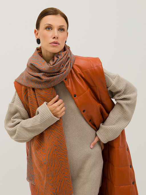 В составе шерсть и кашемир! теплый двусторонний палантин - Tantino фото 4