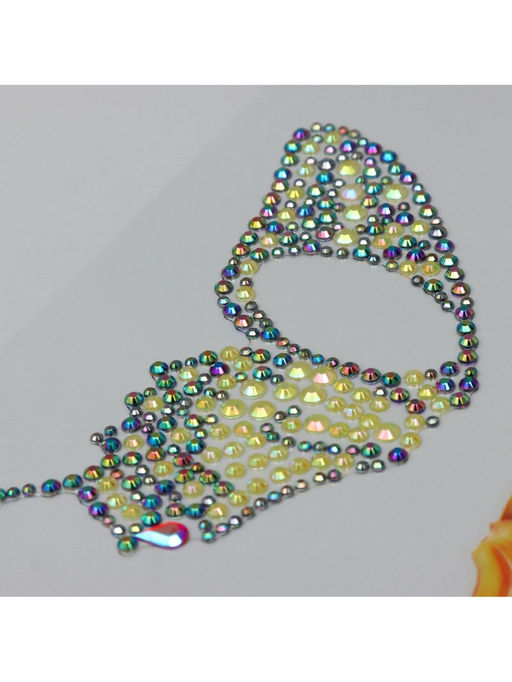 Наклейка - стразы на лицо Пара крыльев желтой бабочки, 16?17 см