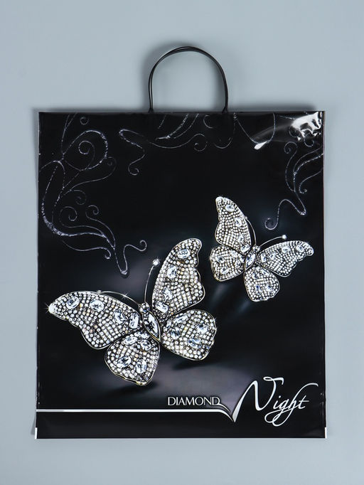 Цена за 10 шт. Пакет «Бриллиантовая ночь», полиэтиленовый с пластиковой ручкой, 44×40 см, 100 мкм