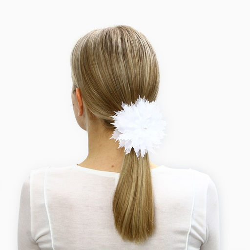 Бант для волос на резинке школьный, белый, 11 см, Кошечка Мари