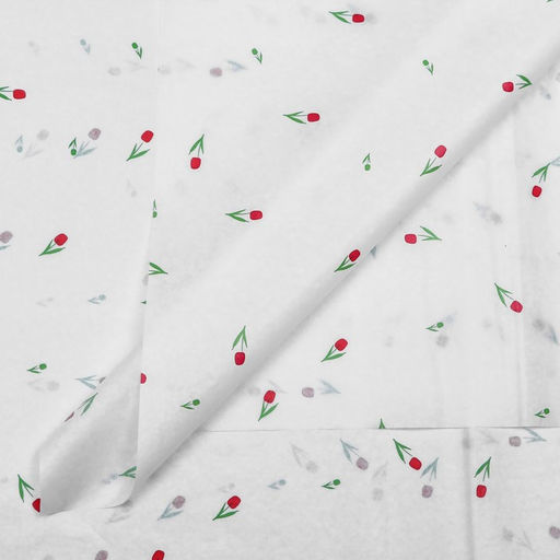 Цена за 10 шт. Бумага упаковочная тишью, Цветы, белый, 50 см ? 70 см 17 грамм