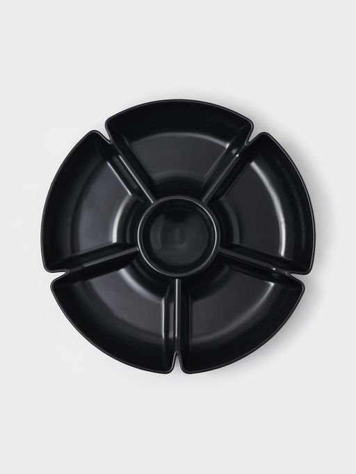 Менажница глубокая, 6 секций, d=28 см, пластик, чёрная