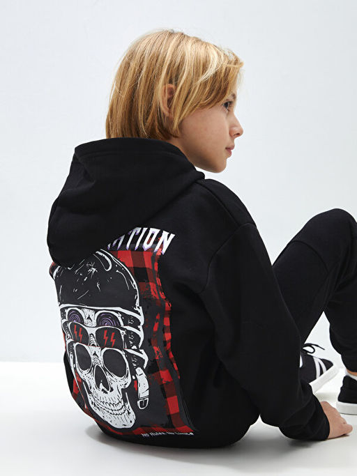 Rahat Kal?p Bask?l? Erkek ?ocuk Hoodie