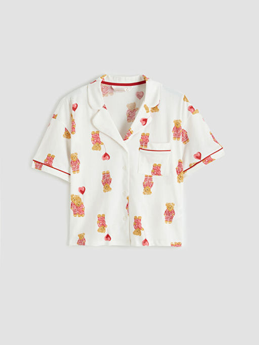 Ay? Teddy Desenli Kad?n ?ortlu Pijama Tak?m?