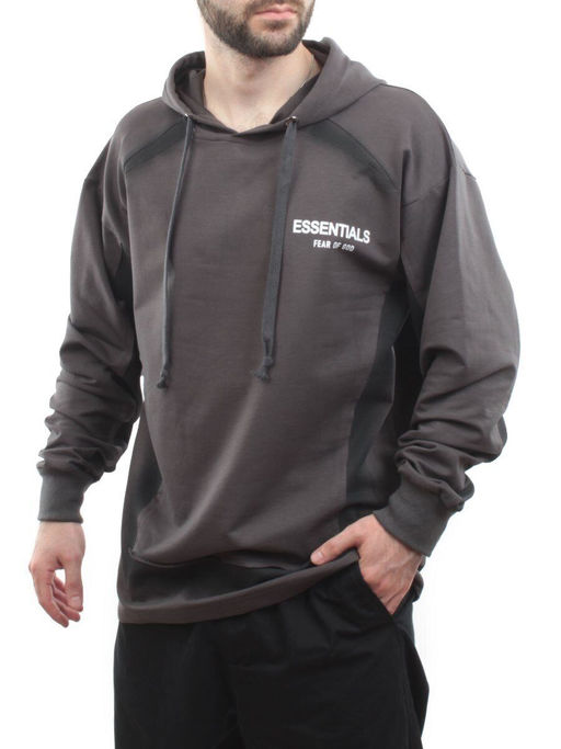 2649 GRAY/BLACK Толстовка мужская (75% хлопок, 20% полиэстер, 5% спандекс)