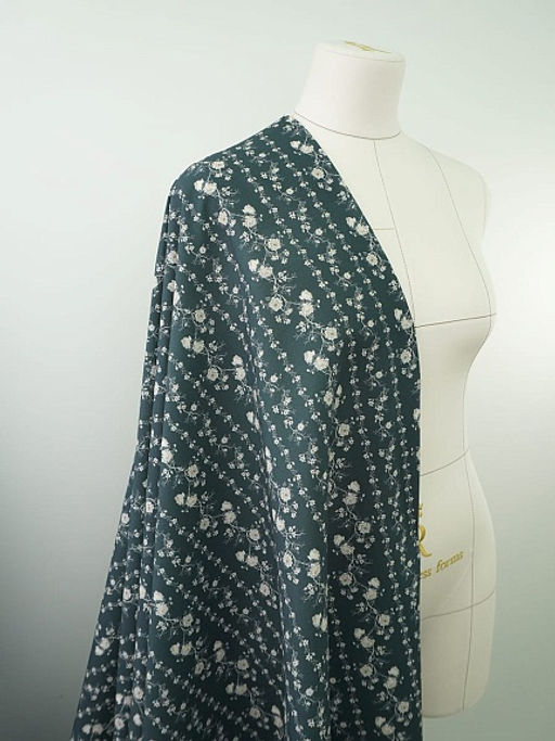 Импорт. хлопок Digital Цветущие дорожки цв.т.морская волна, ш.1.4м, хлопок-100%, 135гр/м.кв - Купава фото 3