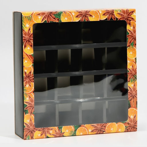 Цена за 5 шт. Коробка под 16 конфет с ячейками «Вкусный Новый год» 17.5×17.5×3.5 см