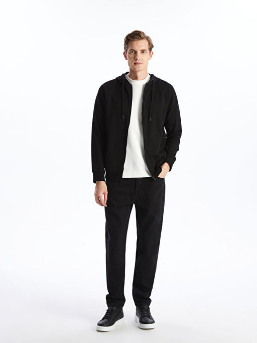 Kap??onlu Uzun Kollu Erkek Fermuarl? Sweatshirt