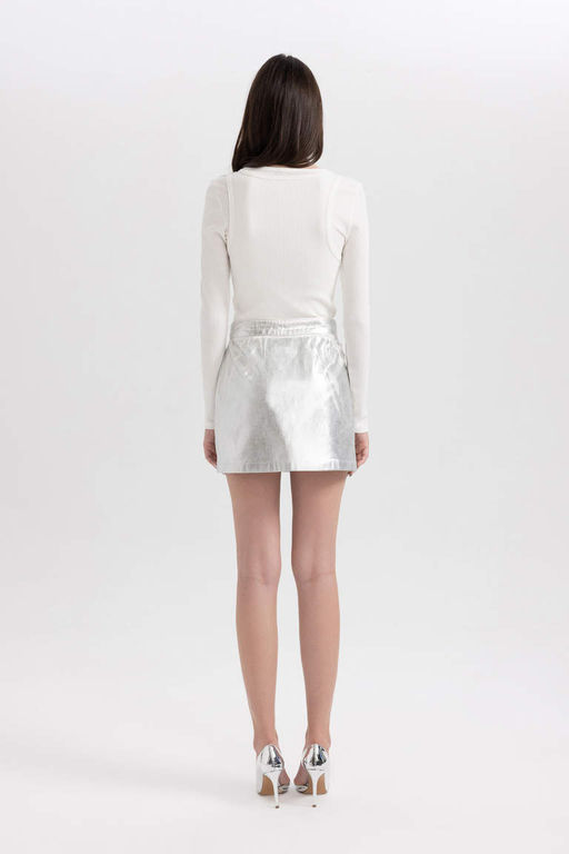 Крутая мини-юбка А-образного выреза - Defacto фото 6